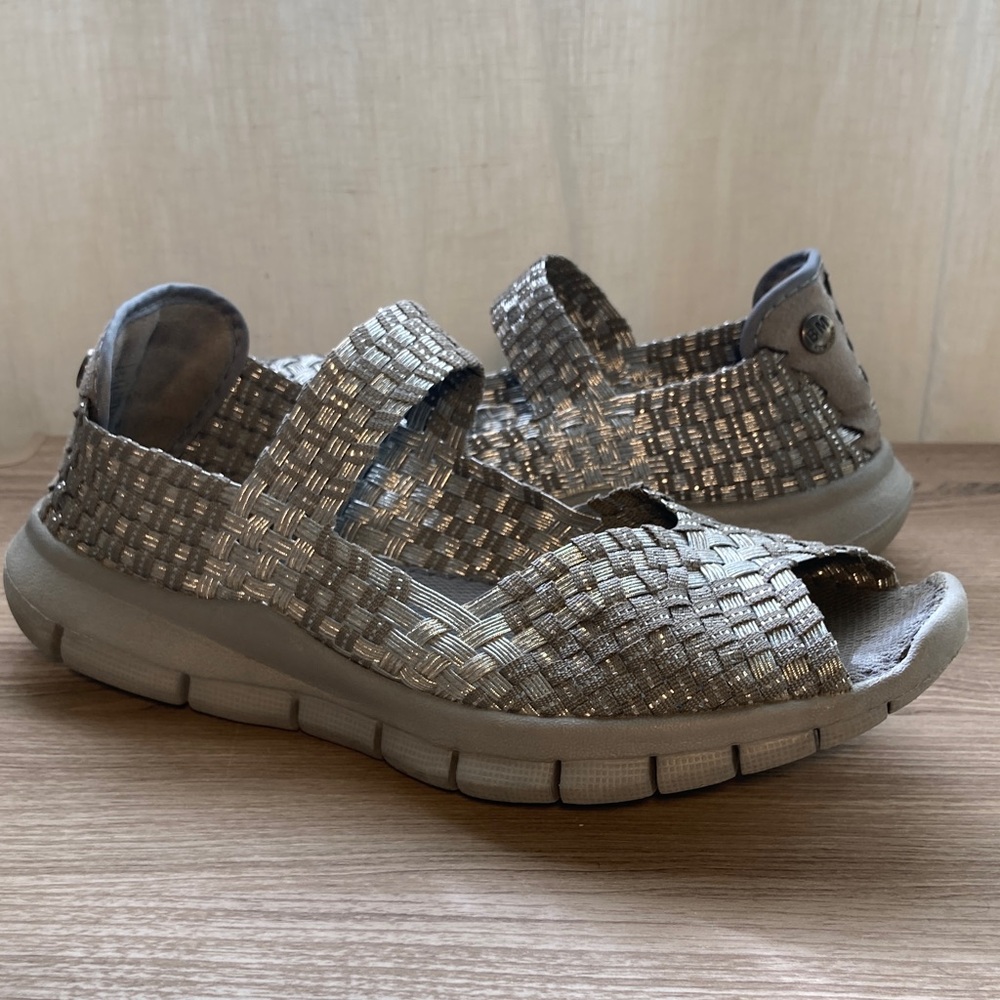 Bernie Mev metallic Silver Woven Slip-On sandals 39